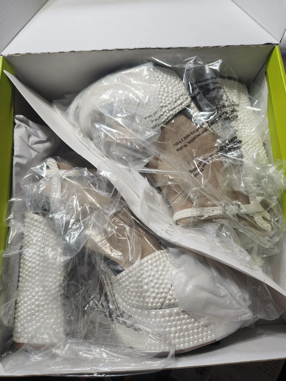 Gianni Bini White Pearl-Embellished Platform Block Heels